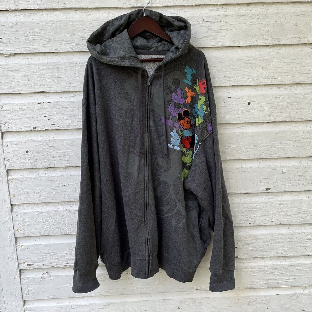 DISNEYLAND Authentic 100% Cotton Rainbow Embroidered Mickey Mouse Hoodie- XXL